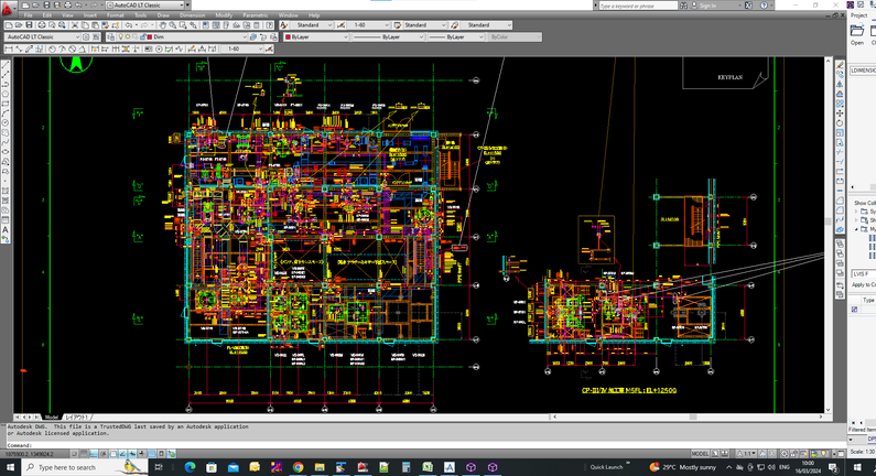 AutoCAD industrial plant layout revision screenshot